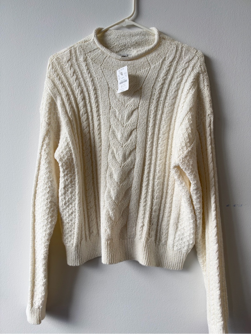 J. Crew Cream Cable Knit Crewneck Sweater NWT